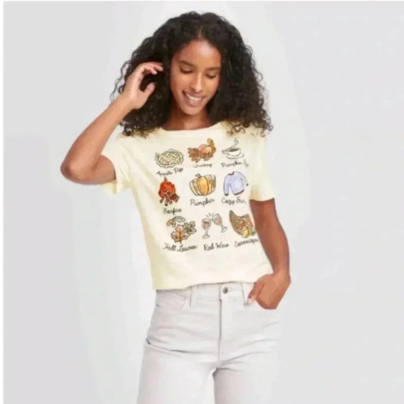 MODERN LUX THANKSGIVING FALL GRAPHIC TEE XS - Picture 1 of 4